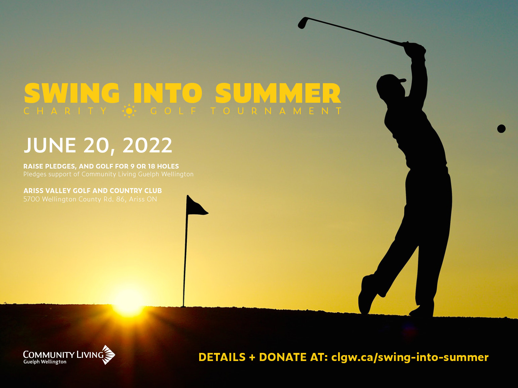 swing into summer, june 2022 golf tournaments, golf, guelph on, charity event