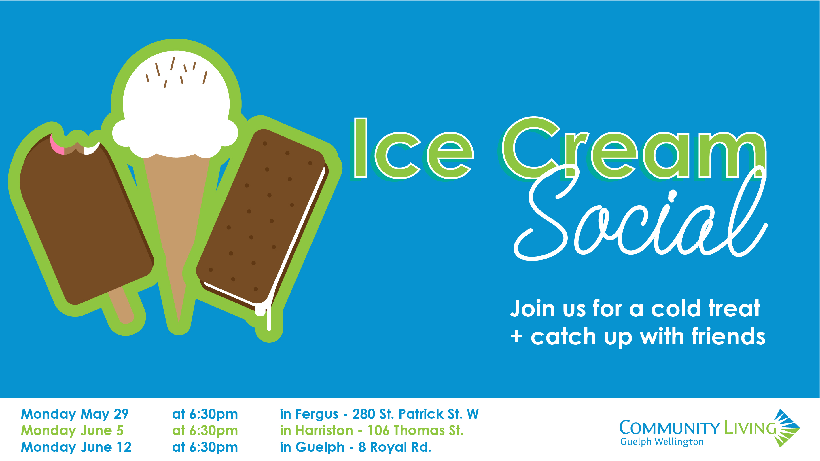 ice cream social, clgw, community living guelph wellington, people with disabilities